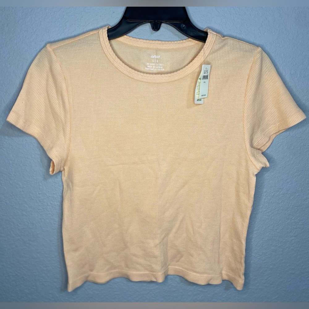 Aerie ~ Peach Waffle Knit Crop Top NWT